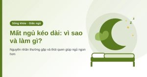 Minh họa vầng trăng khuyết, chiếc giường và chữ z tượng trưng giấc ngủ trên nền xanh lá nhạt